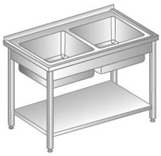 Stół składany ze zlewem 2-kom.1200/700/850 mm i półką 954127